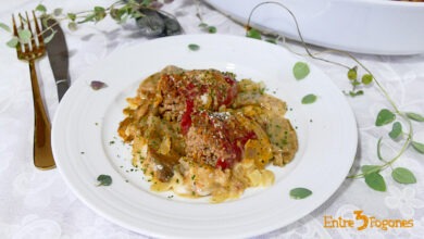 Pimientos del Piquillo Rellenos de Carne en Salsa de Setas