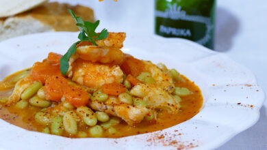 Fabes Verdinas con Langostinos y Rape