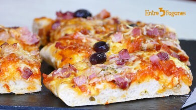 Pizza Familiar Casera de Jamón York y Bacon