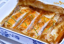Hojaldre de Salmón Fresco con Huevo y Acelgas