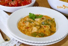 Arroz Caldoso con Lomo de Orza y Verduras