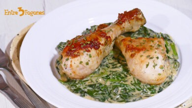 Jamoncitos de Pollo con Espinacas y Bechamel