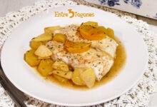 Merluza al Horno con Patatas y Manzana a la Sidra