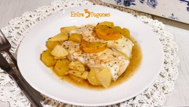 Merluza al Horno con Patatas y Manzana a la Sidra