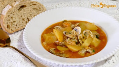 Sopa de Arroz con Chirlas y Patata