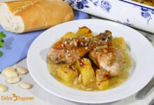 Pollo Asado al Horno con Patatas y Almendras