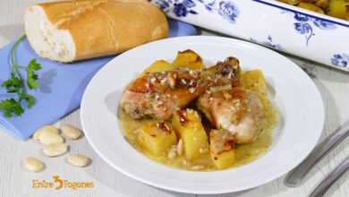 Pollo Asado al Horno con Patatas y Almendras