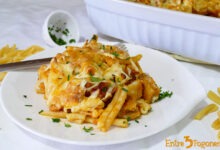 Pasta con Verduras y Pollo Crujiente