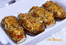 Berenjenas Rellenas de Arroz con Verduras y Setas