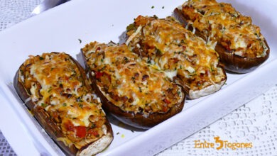 Berenjenas Rellenas de Arroz con Verduras y Setas