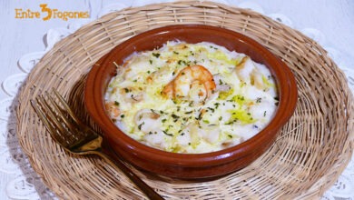 Cazuelas de Pescado con Gambas y Bechamel