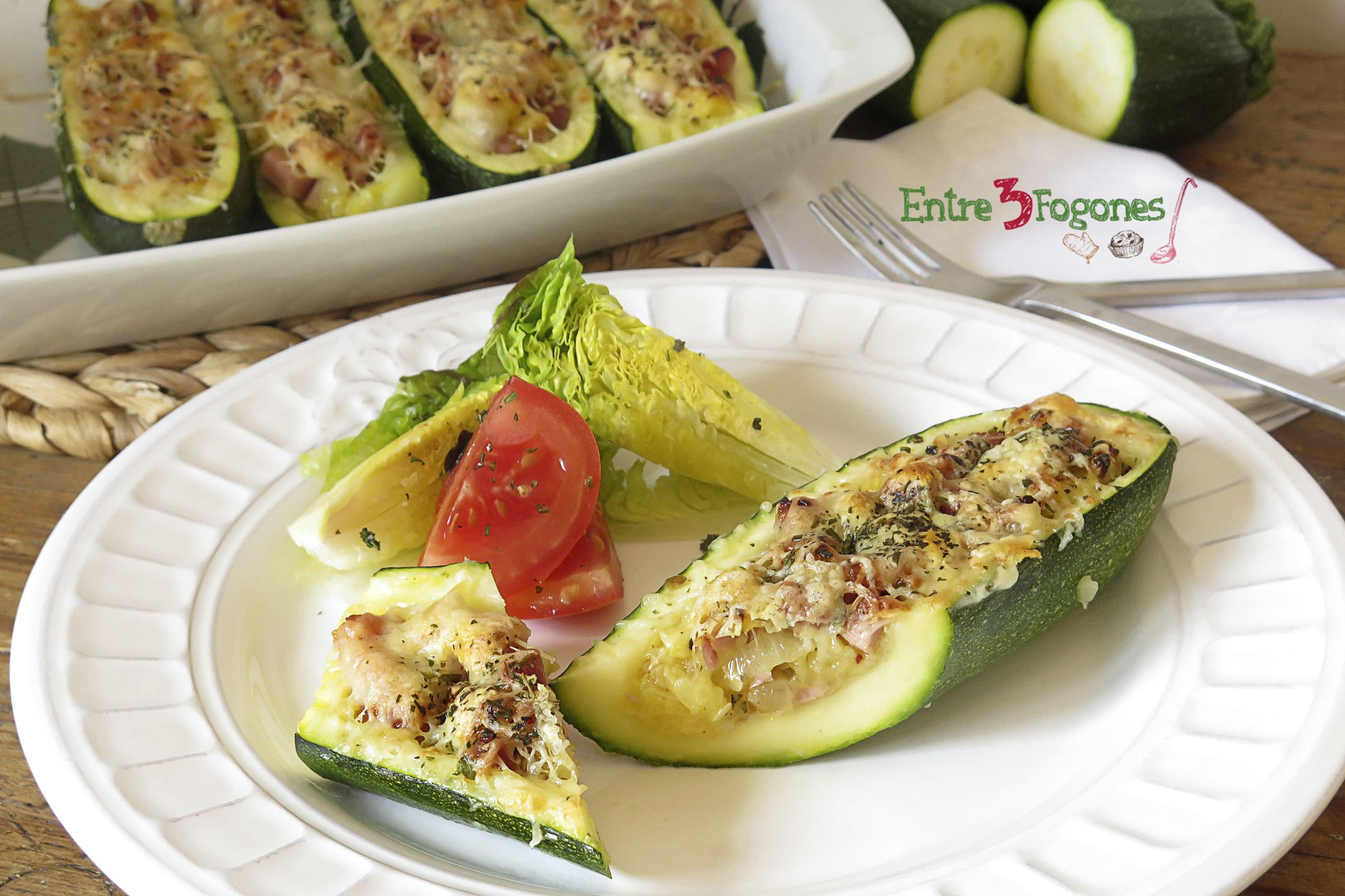 Calabacines Rellenos de Jamón York Gratinados con Queso