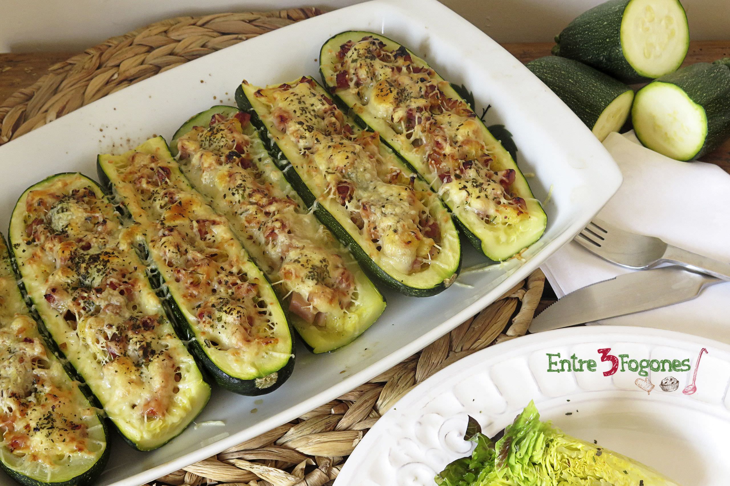 Calabacines Rellenos de Jamón York Gratinados con Queso