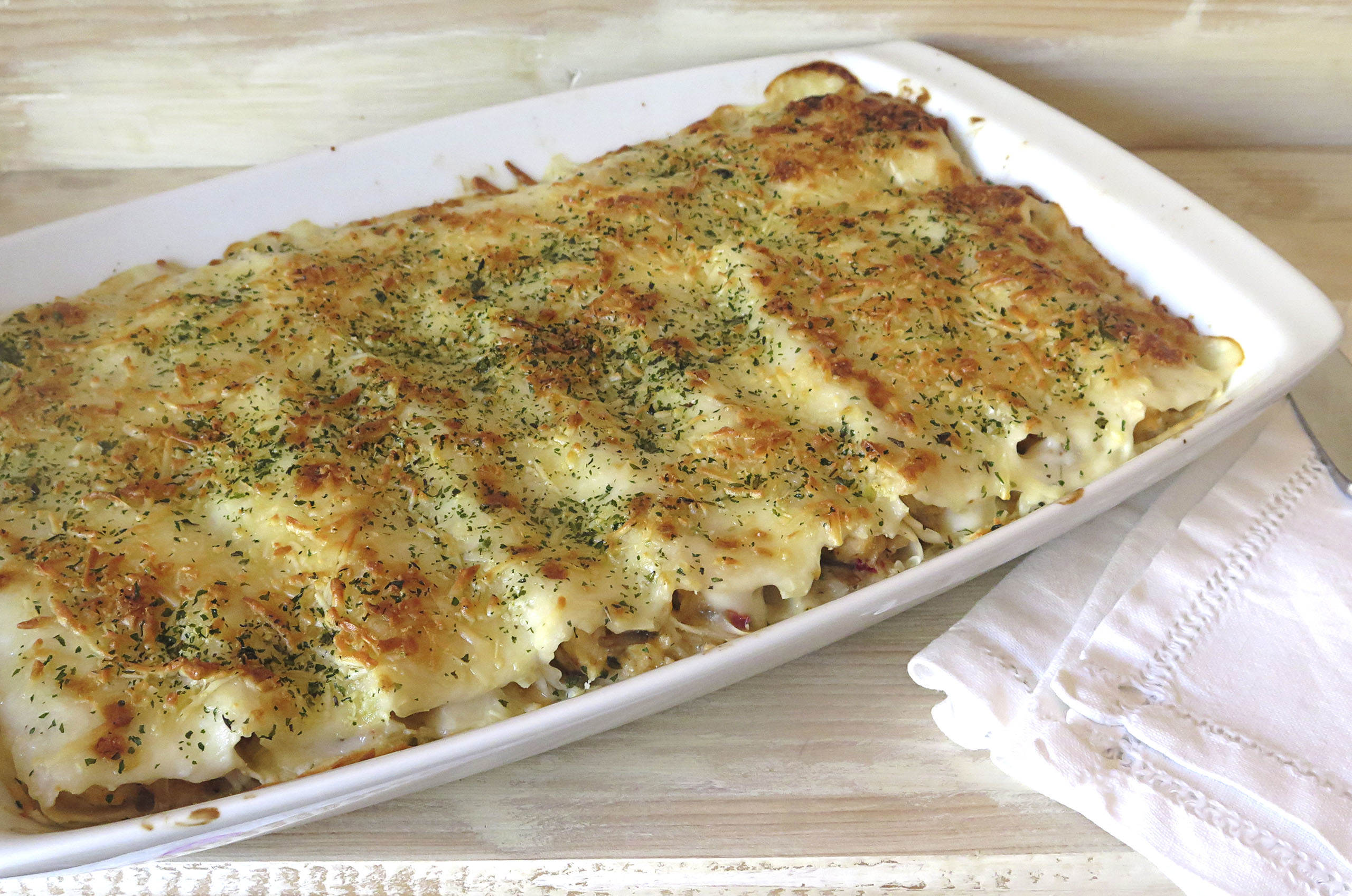 Receta Canelones de Gambas y Rape con Champiñones
