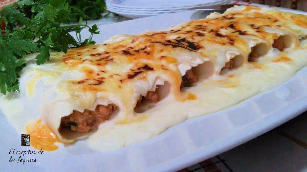 Canelones de Carne y Calabacín