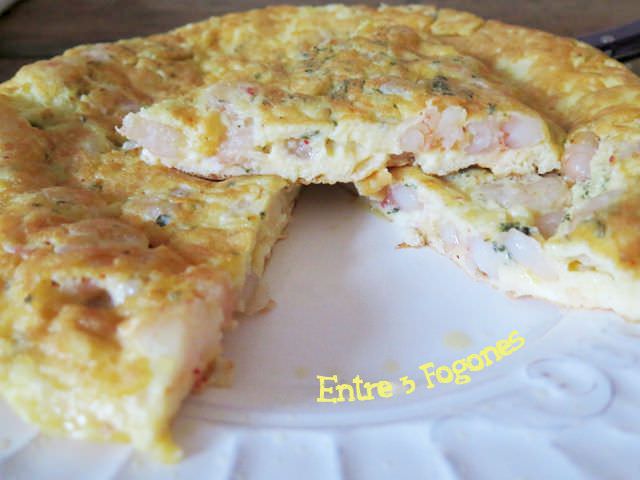 Tortilla de Gambas con Queso y Lenguado
