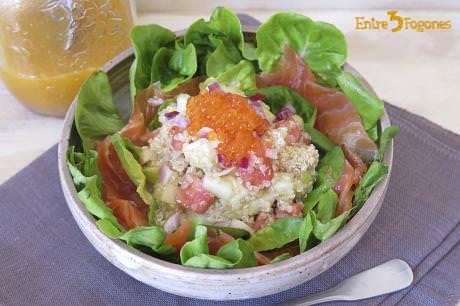 Ensalada de Quinoa con Manzana y Trucha Ahumada