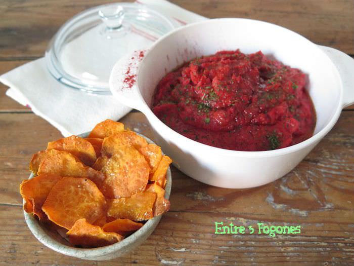 Hummus de Boniato y Remolacha con Chips de Boniato