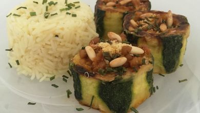Cilindros de Calabacín Rellenos de Carne Picada y Paté