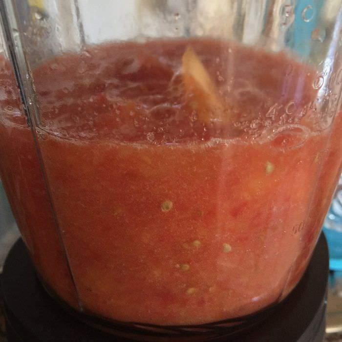 Sopa de tomate y Cantalupo