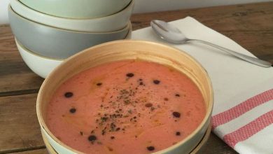 Sopa de tomate y melón