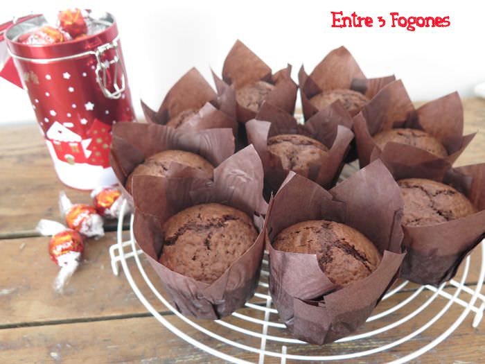 Muffins de Chocolate Rellenos de Chocolate