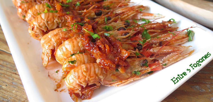 Receta Cigalas Flambeadas en Salsa de Verdura