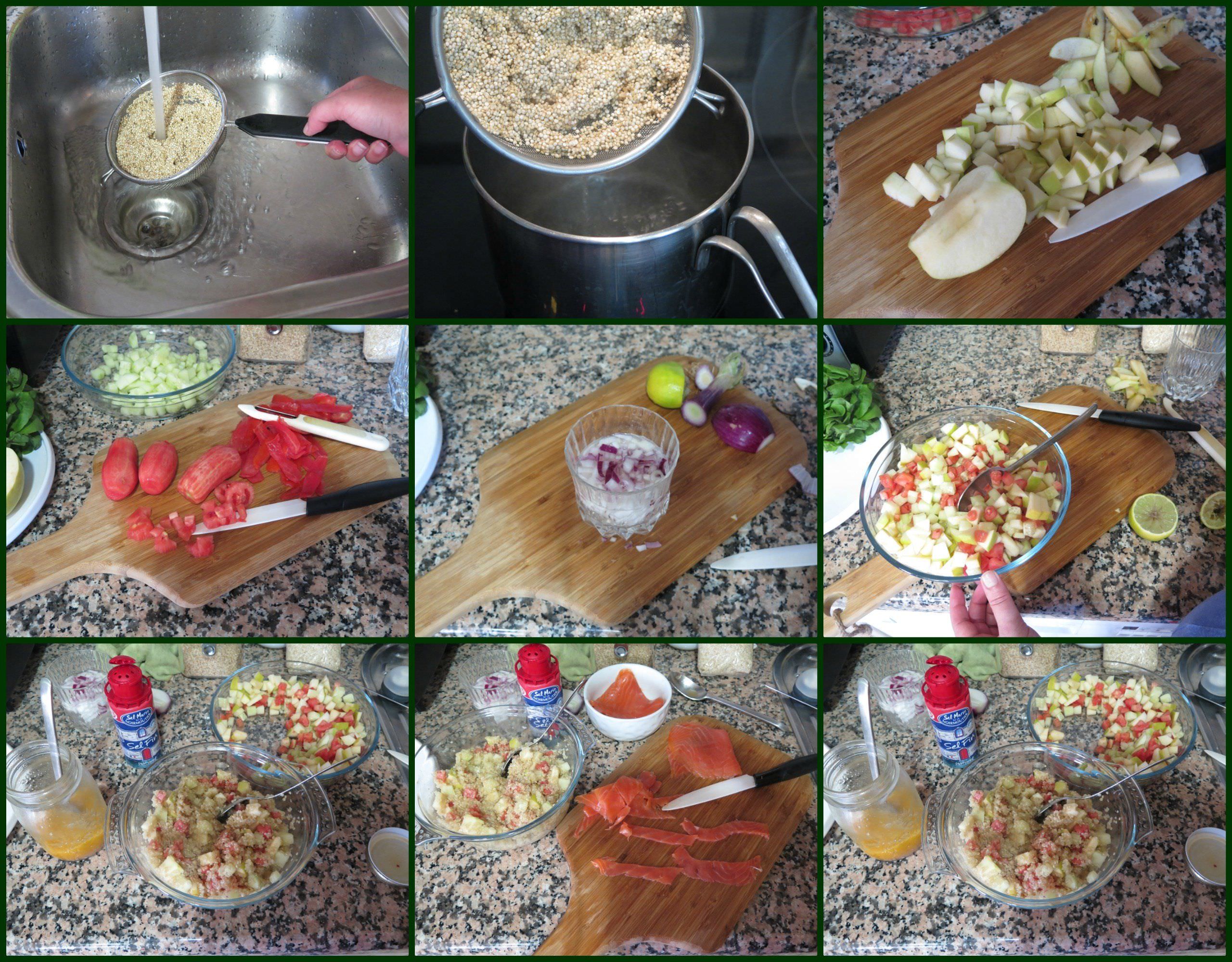 Pasos Ensalada de Quinoa con Manzana y Trucha Ahumada Pasos Ensalada de Quinoa con Manzana y Trucha Ahumada