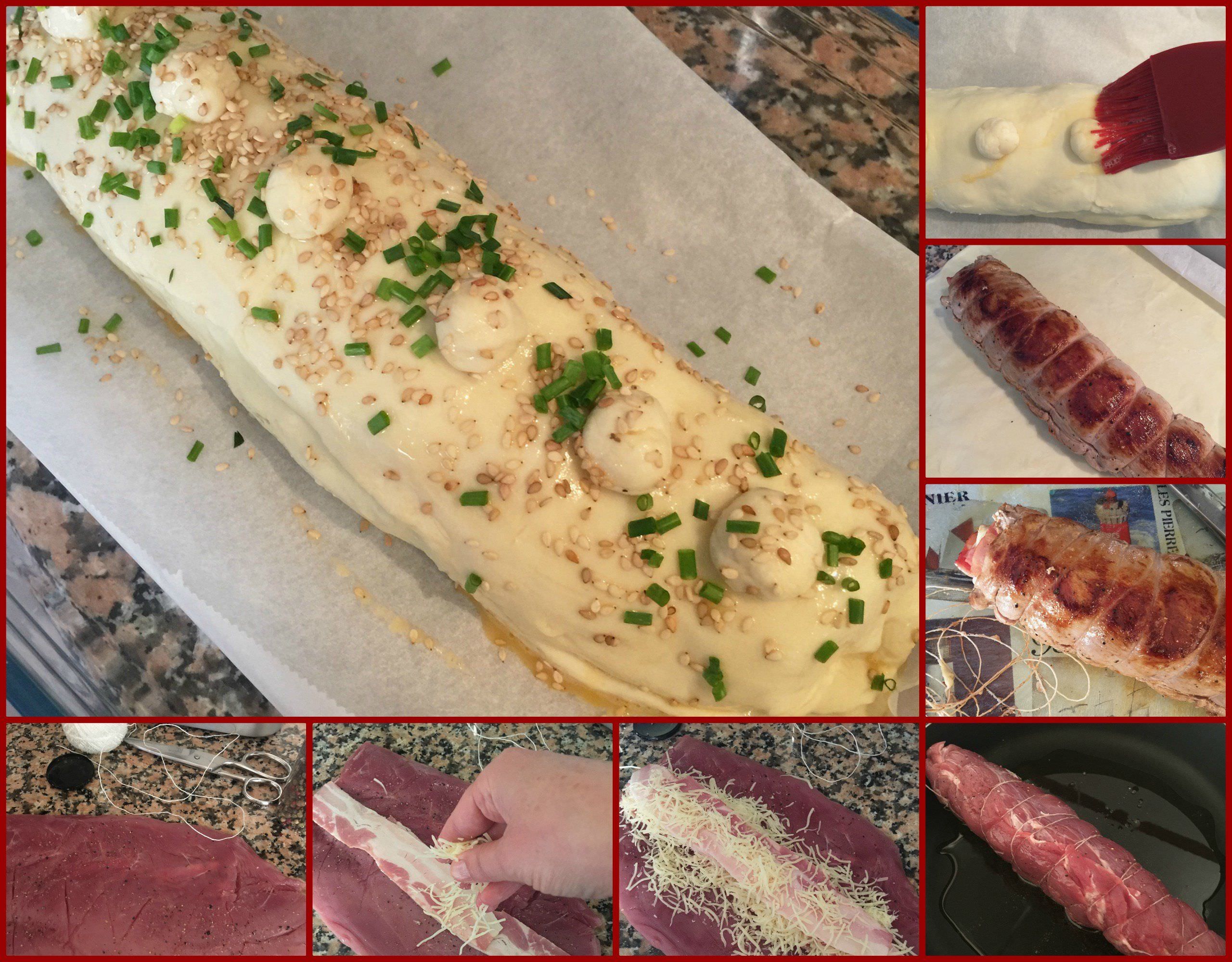 Pasos Hojaldre Relleno de Solomillo con Bacon y Queso