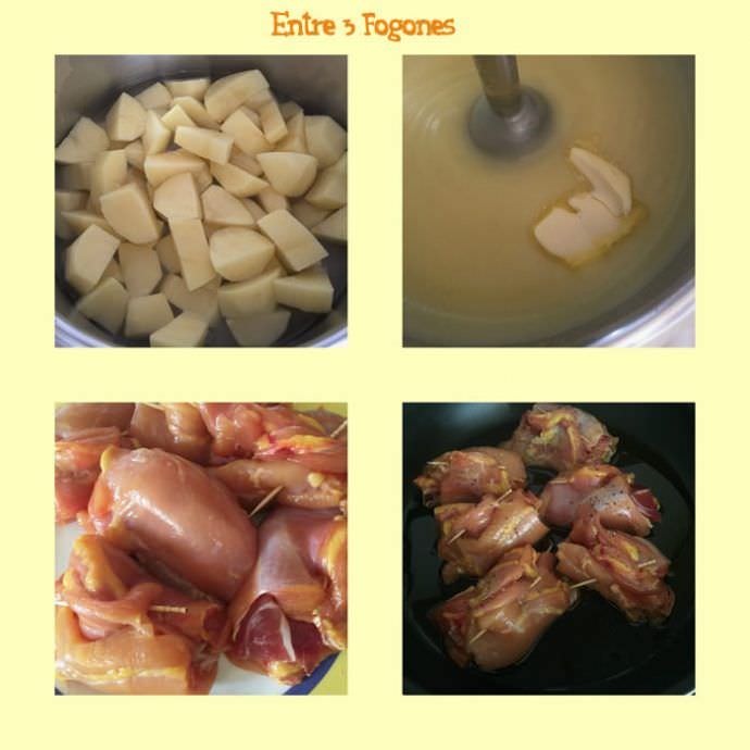 Jamoncitos de Pollo Rellenos de Jamón Serrano sobre Puré de Patata Pasos Jamoncitos de Pollo Rellenos de Jamón Serrano sobre Puré de Patata