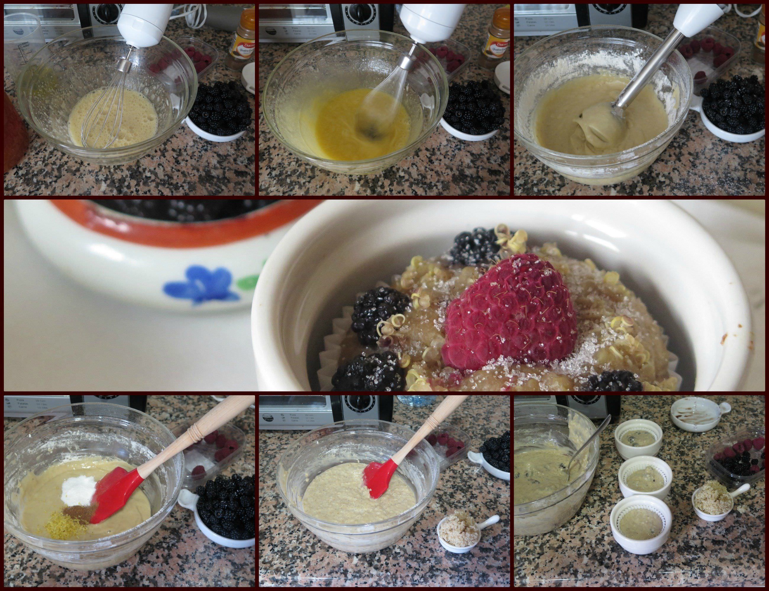 Pasos Muffins Veganos de Plátano con Quinoa, Moras y Frambuesas Pasos Muffins Veganos de Plátano con Quinoa, Moras y Frambuesas