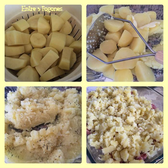 Pie de patata y codillos de cerdo con guarnición de col al pimentón de la Vera Pie de patata y codillos de cerdo con guarnición de col al pimentón de la Vera