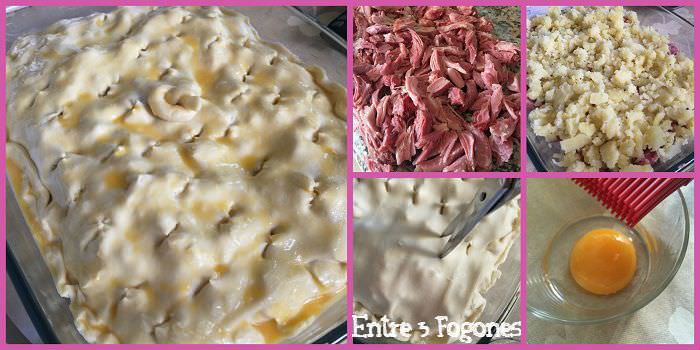 Pie de patata y codillos de cerdo con guarnición de col al pimentón de la Vera Pie de patata y codillos de cerdo con guarnición de col al pimentón de la Vera