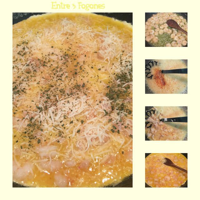 Tortilla de Gambas con Queso y Lenguado Pasos Tortilla de Gambas con Queso y Mollitas de Lenguado