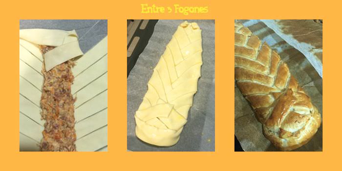 Pasos Trenza de Hojaldre Rellena de Carne de cocido con bechamel