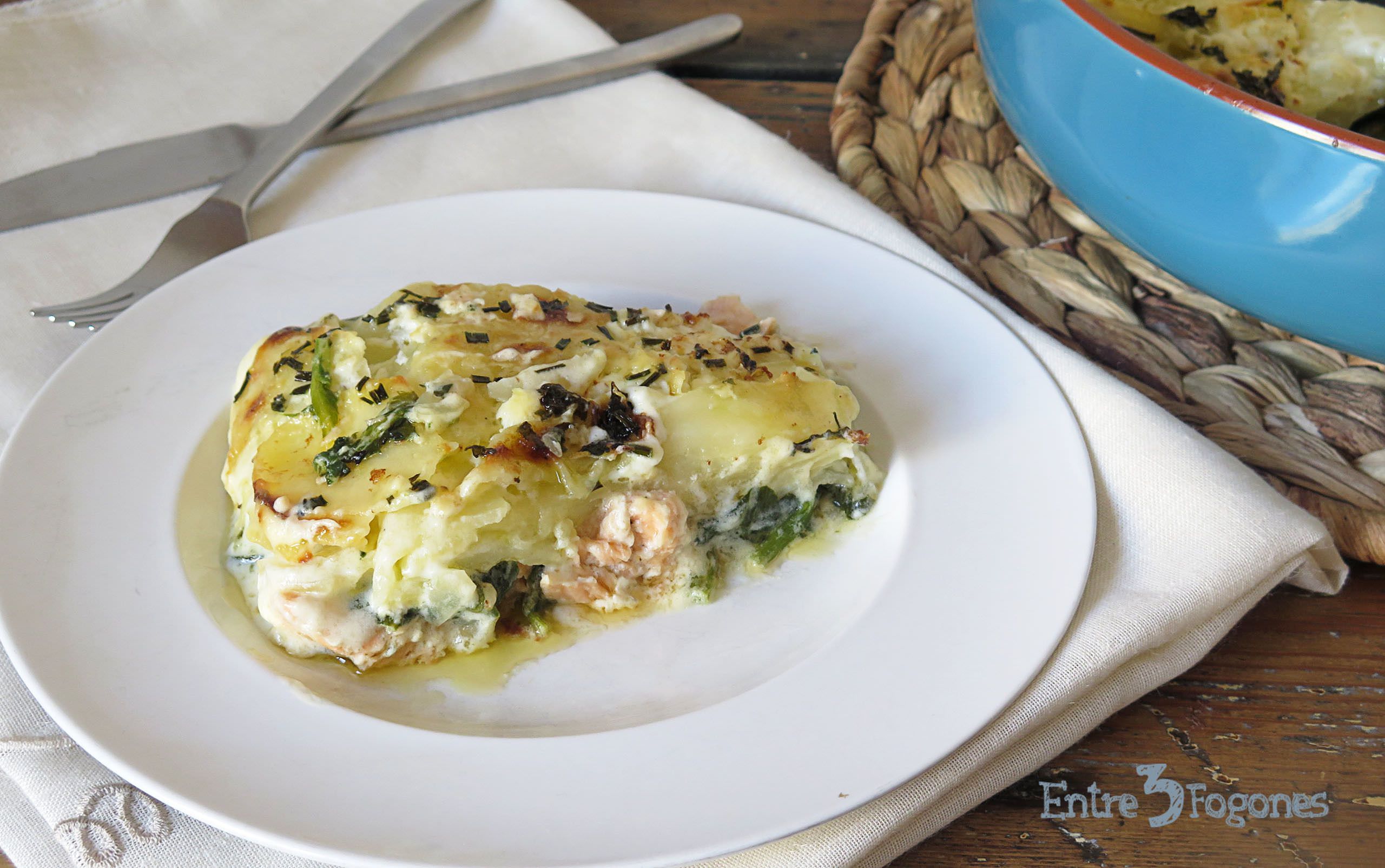Pastel de Patatas con Espinacas y Salmón