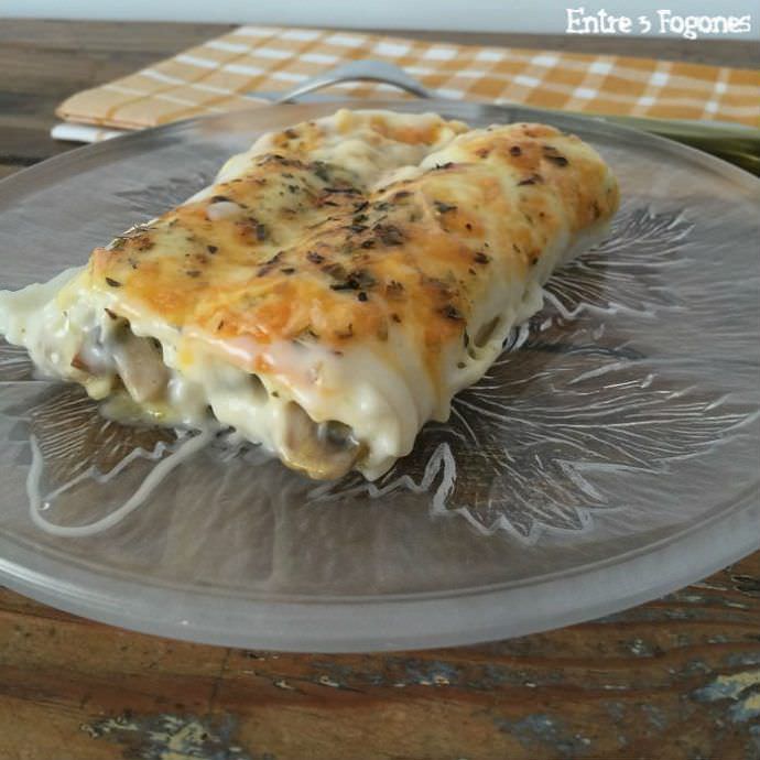 Canelones de Pollo Escabechado con Champiñones