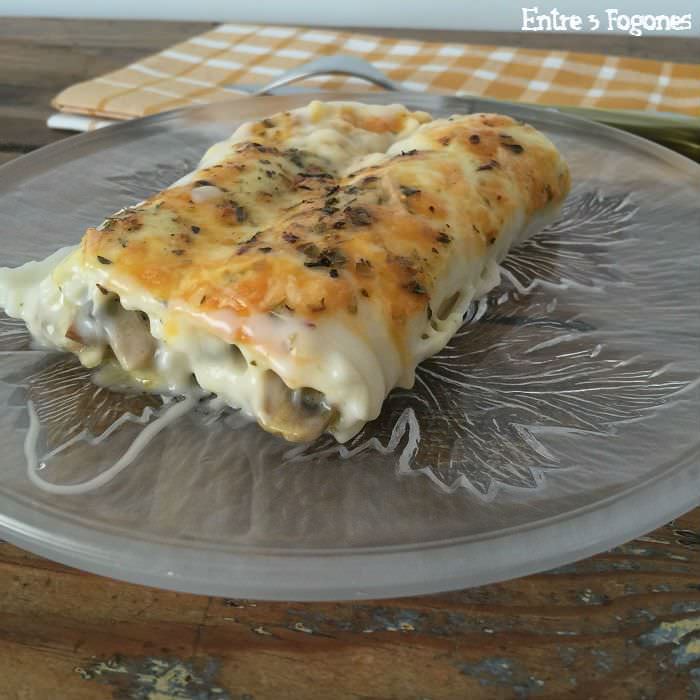 Canelones de Pollo Escabechado con Champiñones