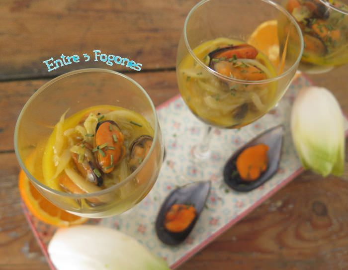 Endivias Salteadas con Mejillones al Aroma de Naranja y Miel
