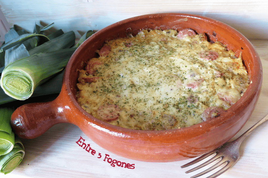 Pastel de Puerros con Salchichas Frankfurt