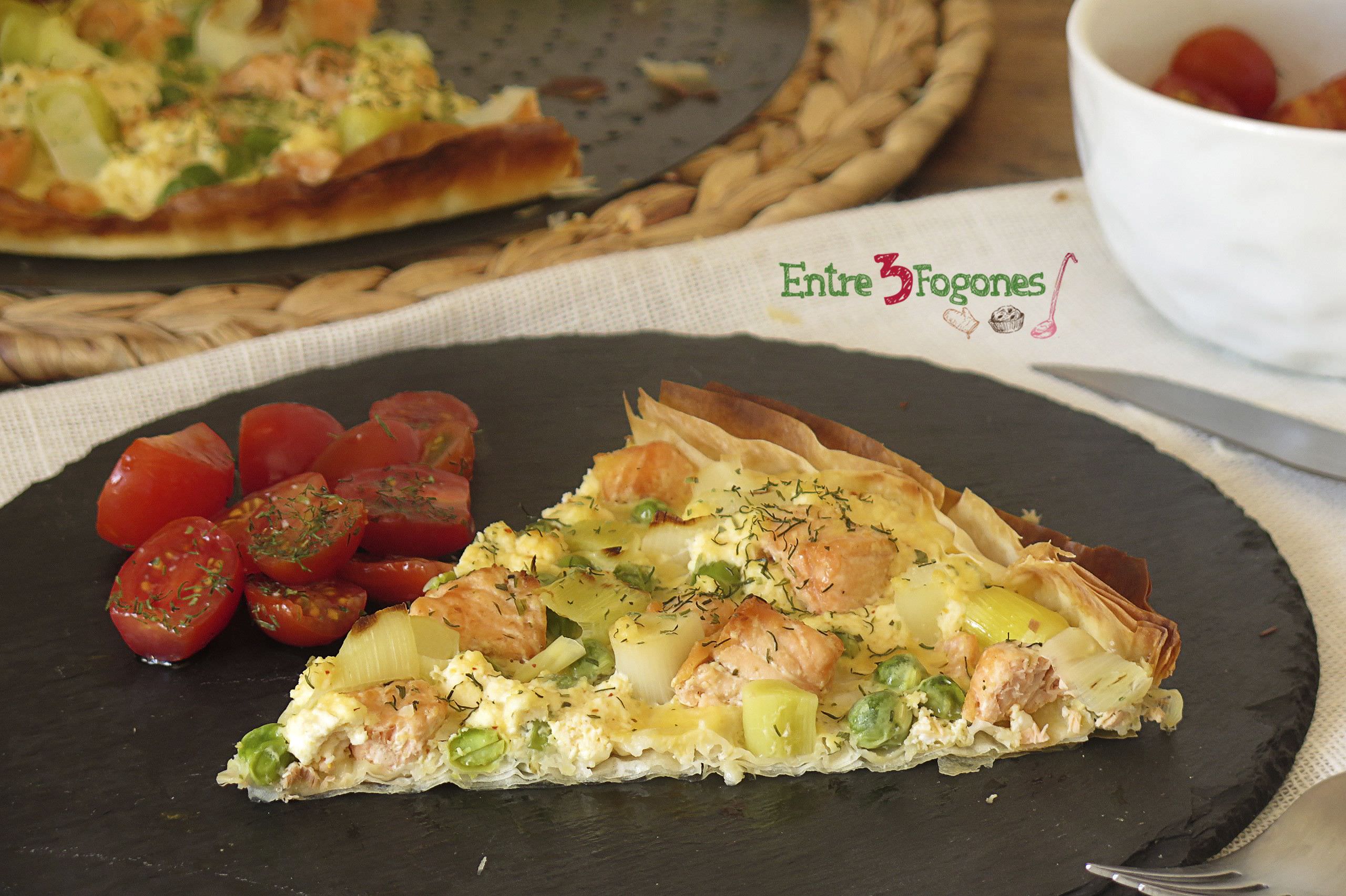 Quiche de Salmón con Guisantes y Puerro en Masa Filo
