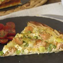 Receta Quiche de Salmón con Guisantes y Puerro en Masa Filo