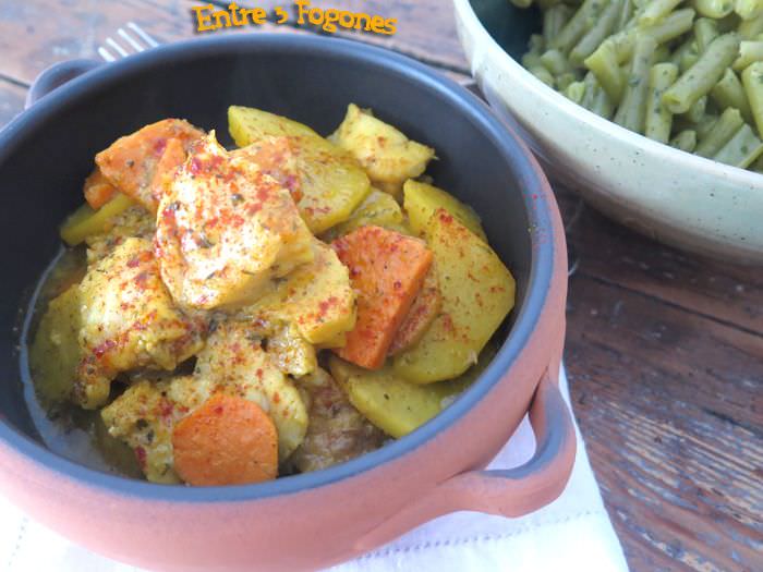 Receta Rape en salsa de sidra con viandas al azafrán