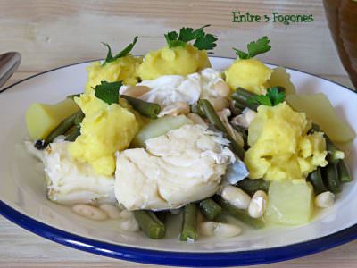 Receta Ajoaceite Manchego con Judías Blancas y Bacalao