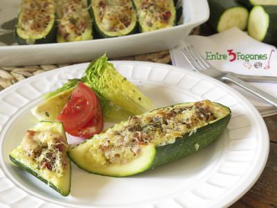 Receta Calabacines Rellenos de Jamón York Gratinados con Queso
