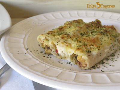 Canelones de Gambas y Rape con Champiñones