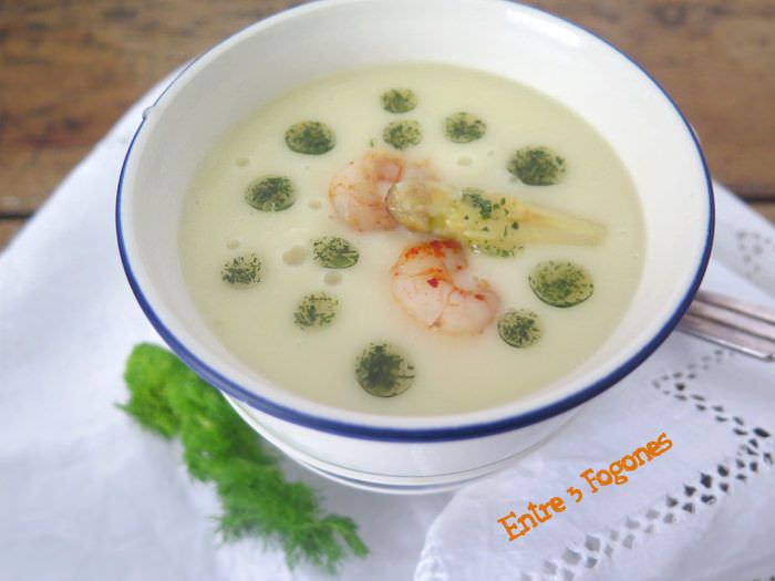 Receta Crema de Espárragos Blancos con Gambas