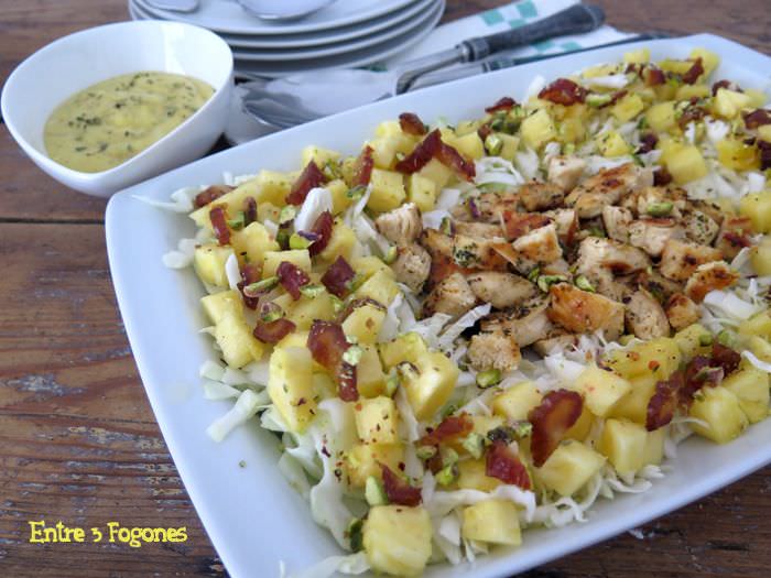 Receta Ensalada de Pollo y Piña con Aliño a la Miel Receta Ensalada de Pollo y Piña con Aliño a la Miel