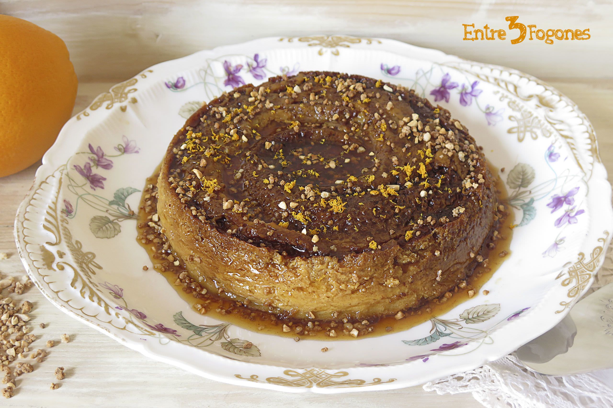 Receta Flan de Leche Condensada con Naranja y Crocanti de Almendras