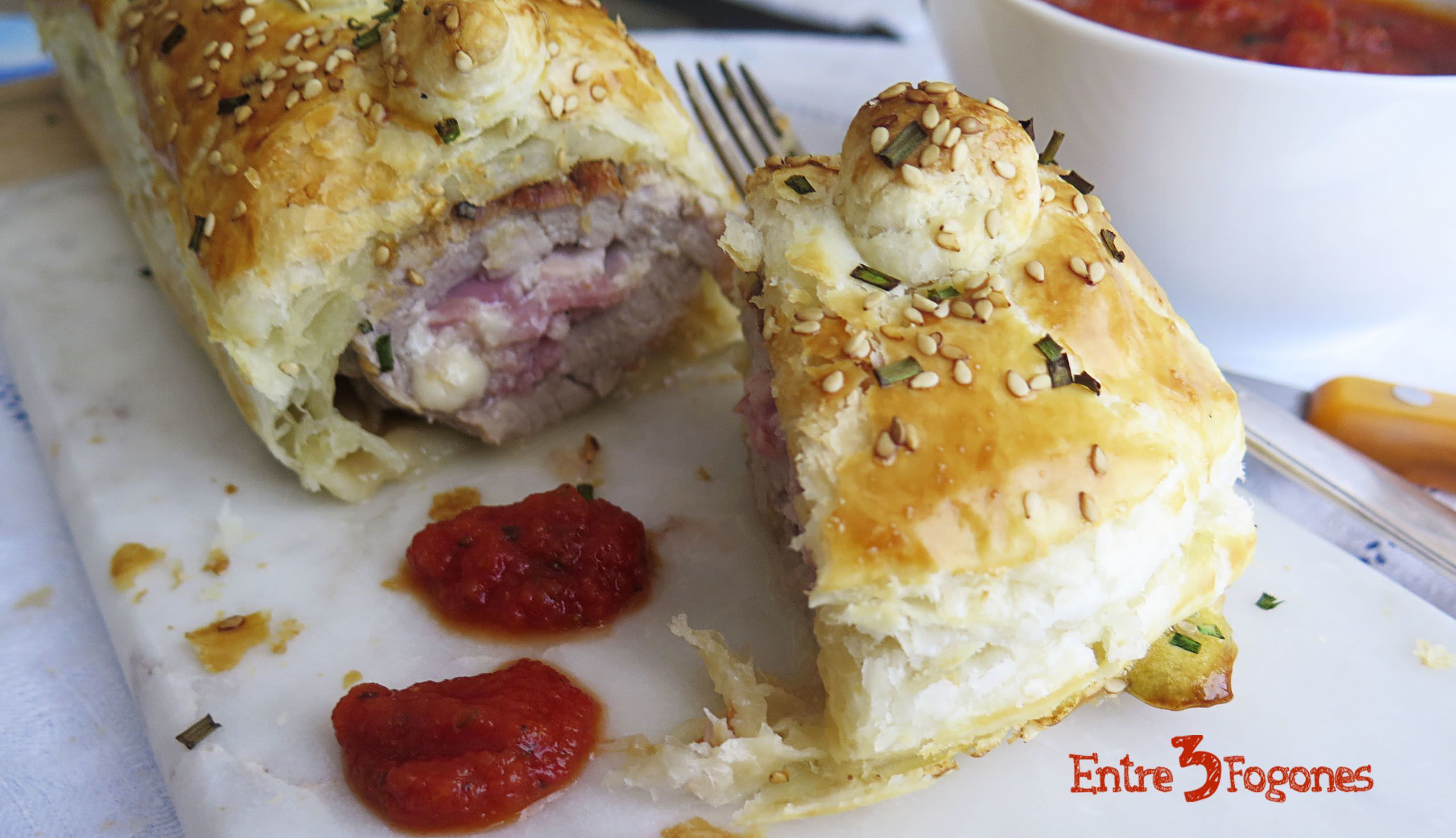 Receta Hojaldre Relleno de Solomillo con Bacon y Queso